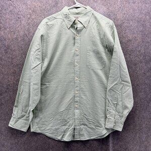 L.L. Bean Shirt Mens Medium Green Check Long Sleeve Button Front Casual Woven